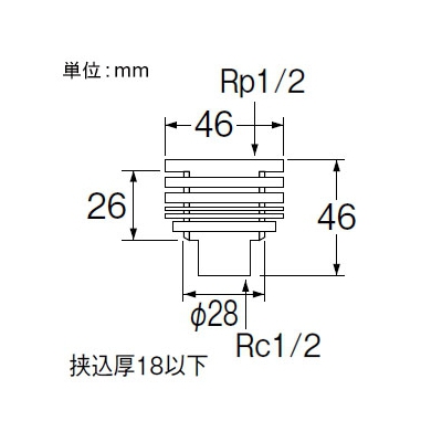 三栄水栓製作所 ユニット取出し金具 ビス・パッキン2枚付 挟込厚18mm以下  T227-13 画像2