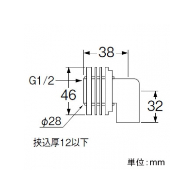 三栄水栓製作所 銅管ユニット用エルボ 銅管用 挟込厚12mm以下  T511-13X15.88 画像2