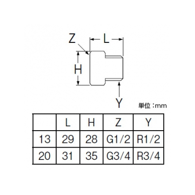 三栄水栓製作所 オスメスニップル 呼び20(G3/4×R3/4) 黄銅製  T253-2-20 画像2