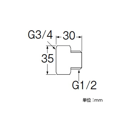 三栄水栓製作所 20×13アダプター 呼び20(G3/4)×呼び13(G1/2) 黄銅製  T252-20X13 画像2