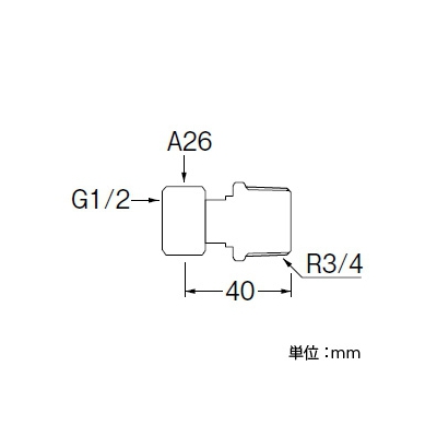 三栄水栓製作所 異径片ナット付アダプター 呼び20(R3/4)×呼び13(G1/2) 黄銅製 パッキン付(ノンアスベスト)  T841-20X13 画像2