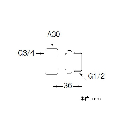 三栄水栓製作所 異径片ナット付アダプター 呼び13(G1/2)×呼び20(G3/4) 黄銅製 パッキン付(ノンアスベスト)  T841-1-13X20 画像2