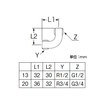 三栄水栓製作所 ベンリーカンエルボ 呼び13(G1/2×R1/2) 青銅製  T202-13 画像2