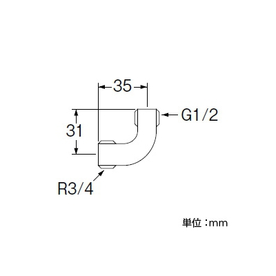 三栄水栓製作所 ベンリーカン異径エルボ 呼び13(G1/2)×呼び20(R3/4) 青銅製  T203-13X20 画像2