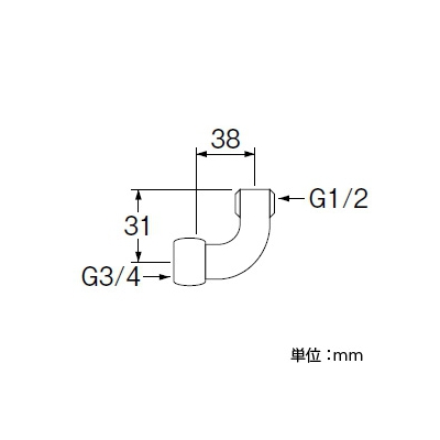 三栄水栓製作所 異径ナット付ベンリーカンエルボ 呼び20(G3/4)×呼び13(G1/2) 黄銅製 パッキン付  T204-1-20X13 画像2