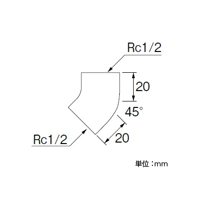 三栄水栓製作所 45°エルボ(クロム) 呼び13(Rc1/2) 青銅製  T73B-2-13 画像2