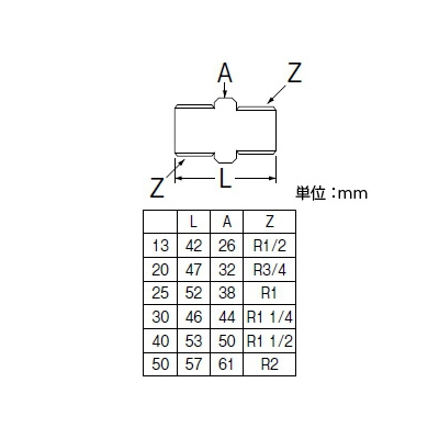 三栄水栓製作所 砲金六角ニップル 呼び13(R1/2) 青銅製  T700-13 画像2