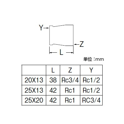 三栄水栓製作所 砲金異径ソケット 呼び20(Rc3/4)×13(Rc1/2) 青銅製  T740-1-20X13 画像2