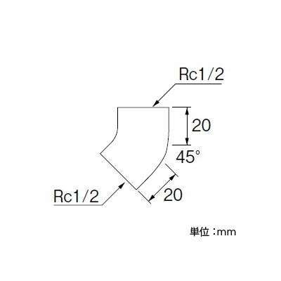 三栄水栓製作所 砲金45°エルボ 呼び13(Rc1/2) 青銅製  T730B-2-13 画像2