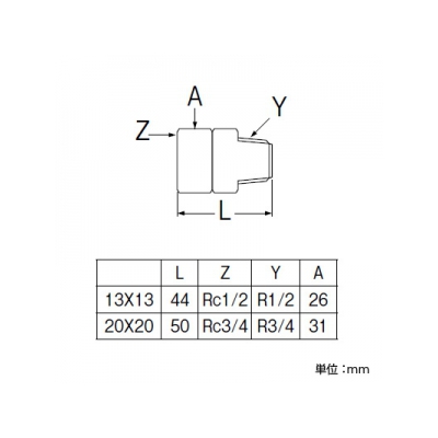 三栄水栓製作所 回転ニップル 呼び13(Rc1/2)×13(R1/2) 青銅製  T812-13X13 画像2