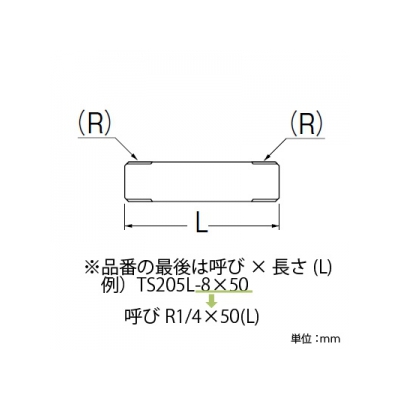 三栄水栓製作所 ステンレス長ニップル 8×100mm 呼び8(R1/4) SUS304製  TS205L-8X100 画像2