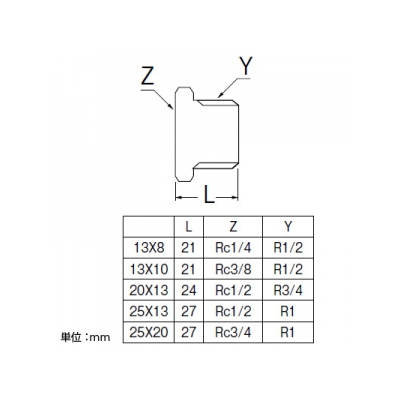 三栄水栓製作所 ステンレスブッシング 呼び13(R1/2)×10(Rc3/8) SUS304製  TS750-13X10 画像2