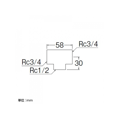 三栄水栓製作所 ステンレス異径チーズ 呼び20(Rc3/4)×13(Rc1/2)×20(Rc3/4) SUS304製  TS770B-1-20X13X20 画像2