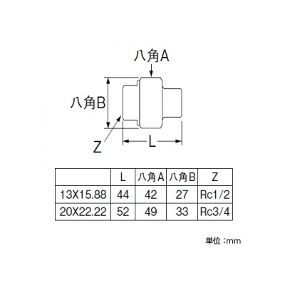 三栄水栓製作所 銅管絶縁ユニオン 呼び13(Rc1/2)×15.88 青銅、銅製  T561-1-13X15.88 画像2