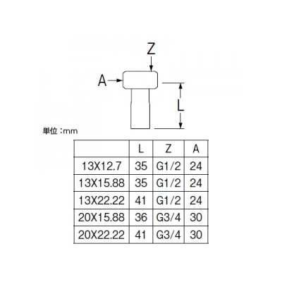 三栄水栓製作所 ナット付銅管アダプター 呼び13(G1/2)×12.7 パッキン付(ノンアスベスト)  T56-1-13X12.7 画像2