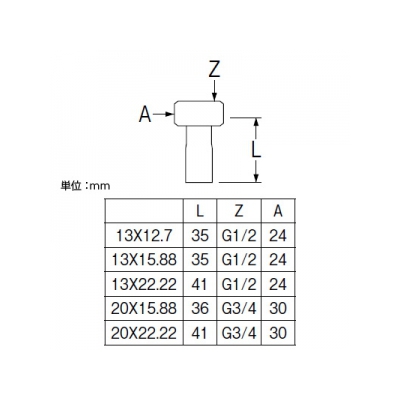 三栄水栓製作所 ナット付銅管アダプター 呼び13(G1/2)×22.22 パッキン付(ノンアスベスト)  T56-1-13X22.22 画像2