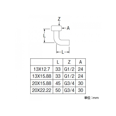 三栄水栓製作所 ナット付銅管エルボ 呼び13(G1/2)×12.7 パッキン付(ノンアスベスト)  T56-2-13X12.7 画像2