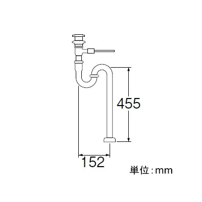 三栄水栓製作所 ポップアップSトラップ本体 洗面用品 オーバーフロー用 アジャスト付 ポップアップ引棒なし 排水栓外径:54mm  H700F-X-32 画像2