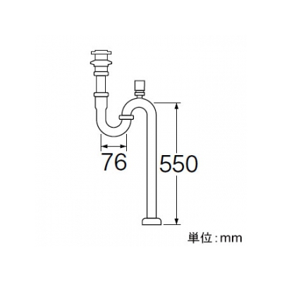 三栄水栓製作所 低位通気弁付Sトラップ 洗面用品 オーバーフロー用 アジャスト付 排水栓外径:54mm  H740V-32 画像2