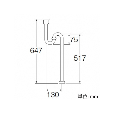 三栄水栓製作所 ワン付Sトラップ 洗面用品 オーバーフローのない手洗器用 接続差し込みタイプ  PH70-1-25 画像2