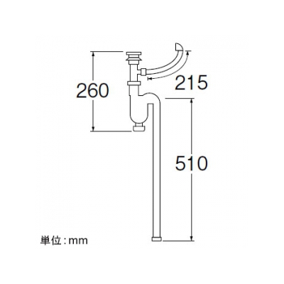 三栄水栓製作所 アフレ付Sトラップホース 洗面用品 オーバーフロー付ホーロー洗面器用 排水栓外径:56mm  PH787-32 画像2