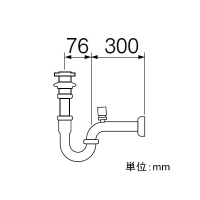 三栄水栓製作所 低位通気弁付Pトラップ 洗面用品 オーバーフロー用 アジャスト付 排水栓外径:54mm  H750V-32 画像2
