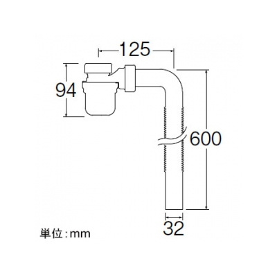 三栄水栓製作所 ボトルトラップセット 洗面用品 樹脂品のパイプ径32用 省スペースタイプ  H7810-1-32 画像2