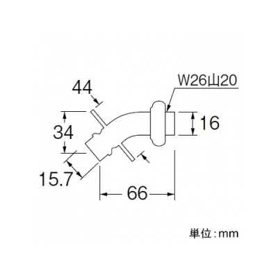 三栄水栓製作所 洗濯機用L型ニップル ネジサイズ:W26山20  PY12-4TX-16 画像2