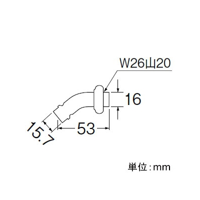 三栄水栓製作所 洗濯機用L型ニップル ネジサイズ:W26山20  PY12J-4X-16 画像2