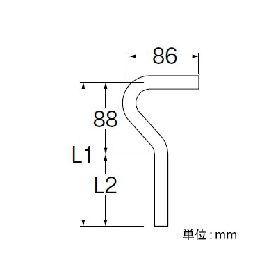 三栄水栓製作所 小便Pパイプ トイレ用 パイプ径:16mm 長さ:200mm  V90-67-85X200 画像2