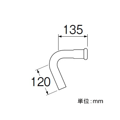 三栄水栓製作所 73°洗浄管下部(38mm) トイレ用 パイプ径:38mm  H81-1-73 画像2