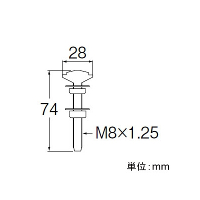 三栄水栓製作所 密結ロータンクボルト トイレ用 2本1組 長さ:74mm  R44 画像2