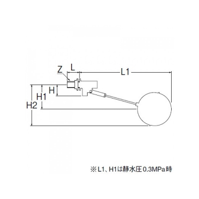 三栄水栓製作所 ボールタップ トイレ用品 ポリ玉付 ポリ玉直径:95mm 呼び:13  V41-13 画像2