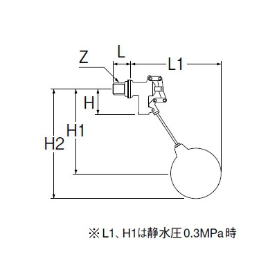 三栄水栓製作所 セミWボールタップ トイレ用品 ポリ玉付 ポリ玉直径:95mm 呼び:13  V47-13 画像2