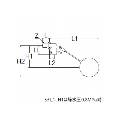 三栄水栓製作所 横形ボールタップ トイレ用品 ポリ玉直径:95mm 呼び:13  V44J-13 画像2