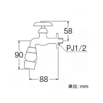 三栄水栓製作所 ジョインター横水栓 単水栓 逆止弁なし 適合ホース内径:12～15mm  PY307-13 画像2