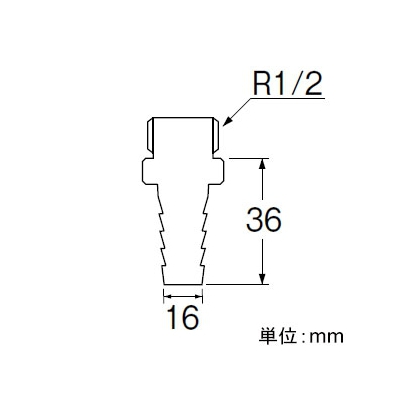 三栄水栓製作所 ホースニップル 配管用品 シールテープ付 呼び:13 ホース接続部直径:16mm  PT28-13X16 画像2