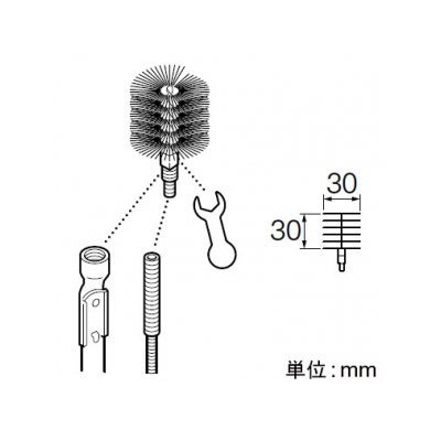 三栄水栓製作所 クリーナーブラシ メンテナンス用品 スパナ付 ブラシ径:30mm  PR859F-1S 画像2