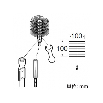 三栄水栓製作所 クリーナーブラシ メンテナンス用品 スパナ付 ブラシ径:100mm  PR859F-3S 画像2