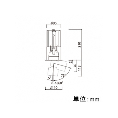 オーデリック LEDダウンスポットライト M形 埋込穴φ100 JR12V-50Wクラス 高彩色タイプ ミディアム配光 連続調光 本体色:ブラック 白色タイプ 4000K  XD403310H 画像2