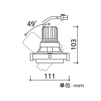 オーデリック LEDマルチユニバーサル M形 JR12V-50Wクラス 高彩色タイプ ナロー配光 連続調光 本体色:オフホワイト 温白色タイプ 3500K  XS413303H 画像2