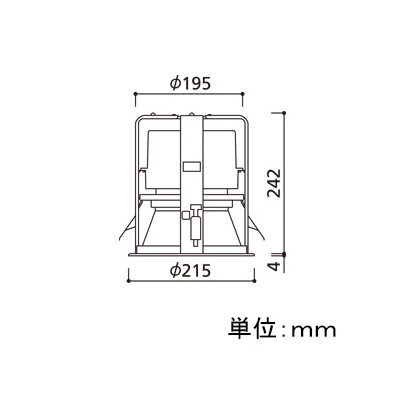 オーデリック LEDダウンライト M形 防雨仕様 埋込穴φ200 CDM-TP150Wクラス 配光角:35° 連続調光 本体色:オフホワイト 昼白色タイプ 5000K  XD301141 画像2