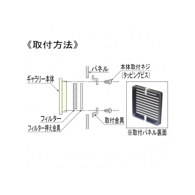 篠原電機 連結式プラスチックギャラリー 屋内用 防塵フィルター付 ABS樹脂製 黒色  GP-12F-N 画像2