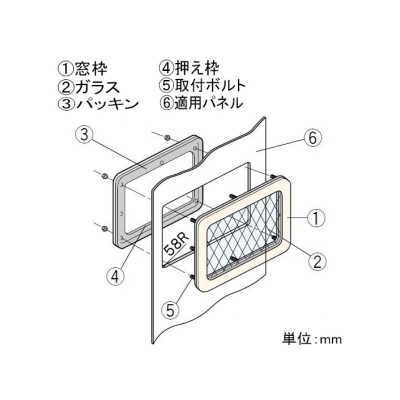 篠原電機 ステンレス窓枠 SMY型 角型タイプ 強化ガラス  SMY-2040KT 画像2