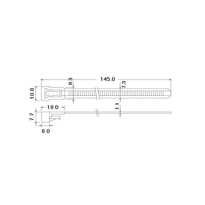 エスケイ工機 SKリリースタイ 再使用可能 標準グレード 全長145mm 幅7.3mm 100本入り  RS-145HC 画像2