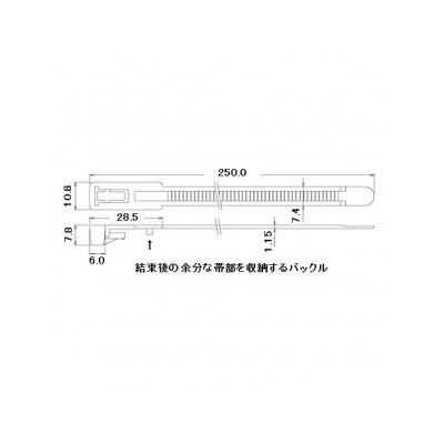 エスケイ工機 SKリリースタイ 再使用可能 標準グレード 全長250mm 幅7.4mm 100本入り  RS-251HC 画像2