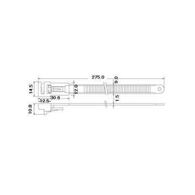 エスケイ工機 SKリリースタイ 再使用可能 耐候グレード 全長275mm 幅9.0mm 100本入り  RS-275C 画像2