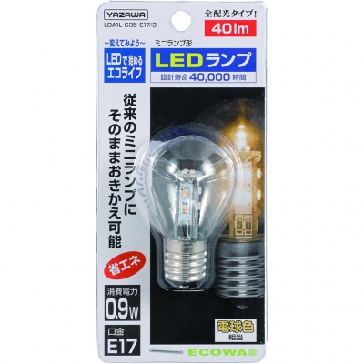 YAZAWA(ヤザワ) 【生産終了】S35形LEDランプ電球色E17クリア LDA1LG35E173