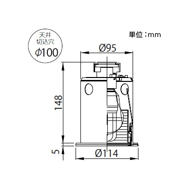 山田照明 LEDダウンライト 取付穴φ100mm 埋込高148mm 定格光束332lm 白熱60W相当 ホワイト  DN-3155 画像2