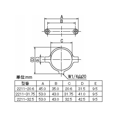 カクダイ 止め金具 パイプ外径32.5mm 取付ネジW1/4×山20 洗浄管固定金具  2211-32.5 画像3